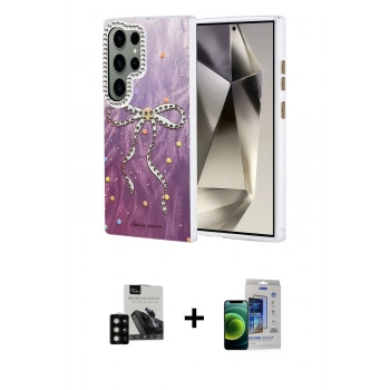 MARSİLYAN™- Galaxy S23 Ultra Kılıf Zirve Modern Prime - Siyah Durable Full Glue Curved Cam + PVD Metal Kamera Lens - SH