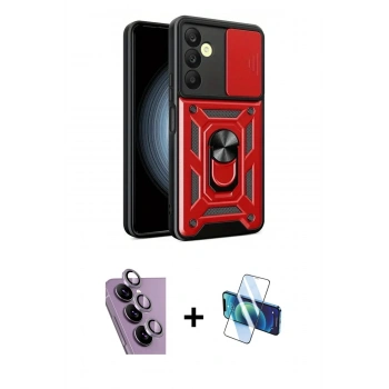 MARSİLYAN™- Galaxy S24 FE Kılıf Ahenk Klasik - Siyah 3D Antistatik Seramik Nano Ekran Koruyucu + Raze Metal Kamera Lens - MR