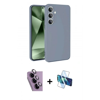 MARSİLYAN™- Galaxy S24 FE Kılıf Ahenk Serisi - Siyah 3D Antistatik Seramik Nano Ekran Koruyucu + Raze Metal Kamera Lens - MR