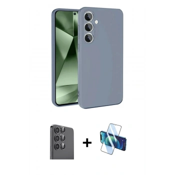 MARSİLYAN™- Galaxy S24 FE Kılıf Ahenk Serisi - Siyah 3D Antistatik Seramik Nano Ekran Koruyucu + Raze Metal Kamera Lens - SH