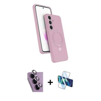 MARSİLYAN™- Galaxy S24 FE Kılıf İz Işık Koleksiyonu - Siyah 3D Antistatik Seramik Nano Ekran Koruyucu + Raze Metal Kamera Lens - MR