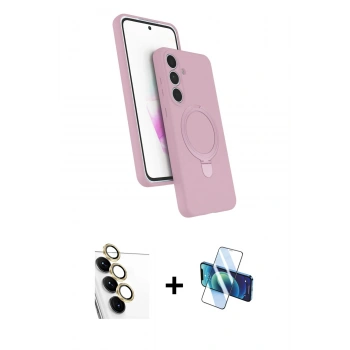MARSİLYAN™- Galaxy S24 FE Kılıf İz Işık Koleksiyonu - Siyah 3D Antistatik Seramik Nano Ekran Koruyucu + Raze Metal Kamera Lens - SI