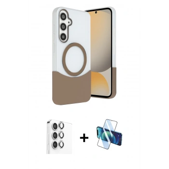 MARSİLYAN™- Galaxy S24 FE Kılıf Kozmos Form Özel Seri - Siyah 3D Antistatik Cam Ekran Koruyucu + Raze Metal Kamera Lens - GI
