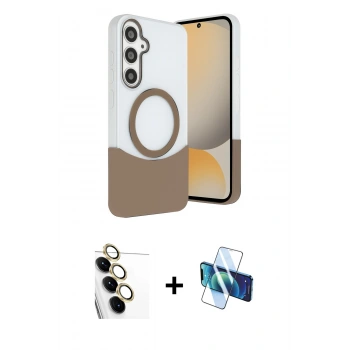 MARSİLYAN™- Galaxy S24 FE Kılıf Kozmos Form Özel Seri - Siyah 3D Antistatik Seramik Nano Ekran Koruyucu + Raze Metal Kamera Lens - SI