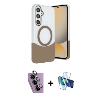 MARSİLYAN™- Galaxy S24 FE Kılıf Kozmos Form Özel Seri - Siyah 3D Antistatik Seramik Nano Ekran Koruyucu + Raze Metal Kamera Lens - MR
