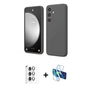 MARSİLYAN™- Galaxy S24 FE Kılıf Kozmos Yansıma Özel Seri - Siyah 3D Antistatik Seramik Nano Ekran Koruyucu + Raze Metal Kamera Lens - GI