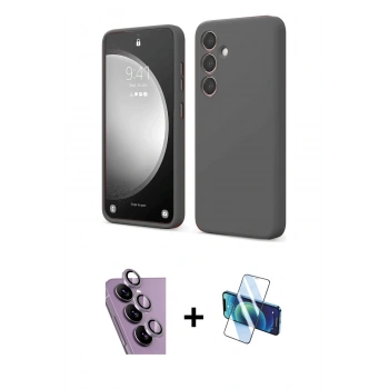 MARSİLYAN™- Galaxy S24 FE Kılıf Kozmos Yansıma Özel Seri - Siyah 3D Antistatik Seramik Nano Ekran Koruyucu + Raze Metal Kamera Lens - MR