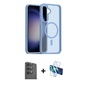 MARSİLYAN™- Galaxy S24 FE Kılıf Siluet Minimal Prime - Siyah 3D Antistatik Seramik Nano Ekran Koruyucu + Raze Metal Kamera Lens - SH
