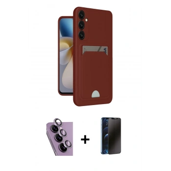 MARSİLYAN™- Galaxy S24 FE Kılıf Vadi Çizgi Prime - Siyah 3D Antistatik Hayalet Cam Ekran Koruyucu + Raze Metal Kamera Lens - MR
