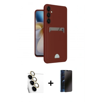 MARSİLYAN™- Galaxy S24 FE Kılıf Vadi Çizgi Prime - Siyah 3D Antistatik Hayalet Cam Ekran Koruyucu + Raze Metal Kamera Lens - SI