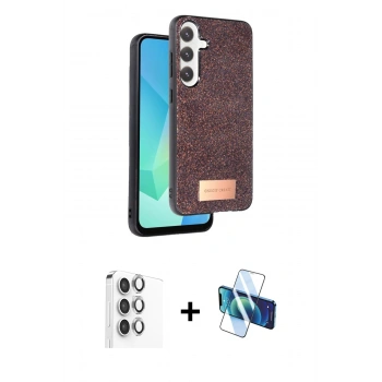 MARSİLYAN™- Galaxy S24 FE Kılıf Vadi Klasik Serisi - Siyah 3D Antistatik Seramik Nano Ekran Koruyucu + Raze Metal Kamera Lens - GI