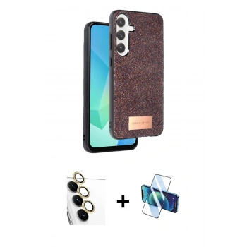 MARSİLYAN™- Galaxy S24 FE Kılıf Vadi Klasik Serisi - Siyah 3D Antistatik Seramik Nano Ekran Koruyucu + Raze Metal Kamera Lens - SI