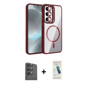 MARSİLYAN™- Galaxy S24 FE Kılıf Yadigar Asil Koleksiyonu - Şeffaf Pasifik Cam Ekran Koruyucu + Raze Metal Kamera Lens - SH