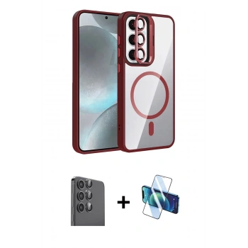 MARSİLYAN™- Galaxy S24 FE Kılıf Yadigar Asil Koleksiyonu - Siyah 3D Antistatik Seramik Nano Ekran Koruyucu + Raze Metal Kamera Lens - SH