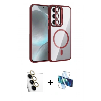 MARSİLYAN™- Galaxy S24 FE Kılıf Yadigar Asil Koleksiyonu - Siyah 3D Antistatik Seramik Nano Ekran Koruyucu + Raze Metal Kamera Lens - SI