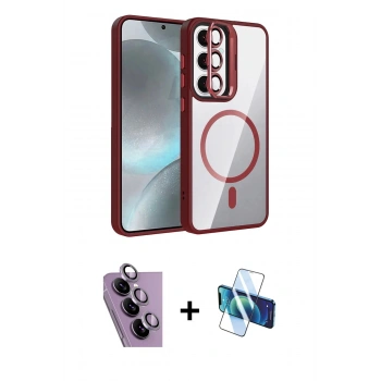 MARSİLYAN™- Galaxy S24 FE Kılıf Yadigar Asil Koleksiyonu - Siyah 3D Antistatik Seramik Nano Ekran Koruyucu + Raze Metal Kamera Lens - MR