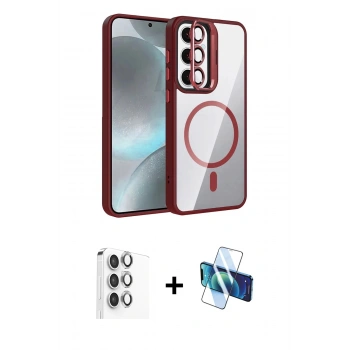 MARSİLYAN™- Galaxy S24 FE Kılıf Yadigar Asil Koleksiyonu - Siyah 3D Antistatik Seramik Nano Ekran Koruyucu + Raze Metal Kamera Lens - GI
