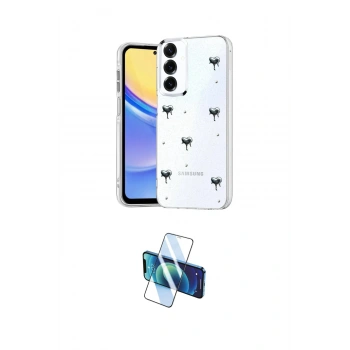 MARSİLYAN™- Galaxy S24 FE Kılıf Yörünge Form - Siyah 3D Antistatik Cam Ekran Koruyucu