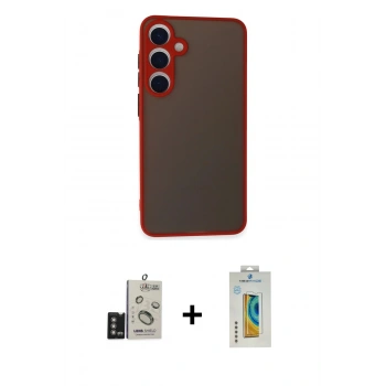 MARSİLYAN™- Galaxy S24 Kılıf Ahenk Çizgi Serisi - Siyah Polymer Nano Ekran Koruyucu + Bilvis Titan Kamera Lens - DNMR