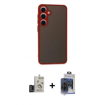 MARSİLYAN™- Galaxy S24 Kılıf Ahenk Çizgi Serisi - Siyah Vanessa Magic Cam + Bilvis Titan Kamera Lens - DNMR
