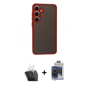 MARSİLYAN™- Galaxy S24 Kılıf Ahenk Çizgi Serisi - Siyah Vanessa Magic Cam + Kamera Lens Koruma Cam - SF