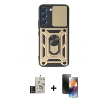 MARSİLYAN™- Galaxy S24 Kılıf Ahenk Klasik - Siyah 3D Antistatik Mat Seramik Nano Ekran Koruyucu + Bilvis Titan Kamera Lens - GD