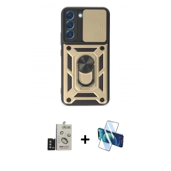 MARSİLYAN™- Galaxy S24 Kılıf Ahenk Klasik - Siyah 3D Antistatik Seramik Nano Ekran Koruyucu + Bilvis Titan Kamera Lens - DNMR