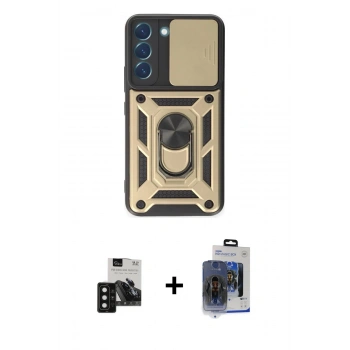 MARSİLYAN™- Galaxy S24 Kılıf Ahenk Klasik - Siyah Vanessa Magic Cam + PVD Metal Kamera Lens - SH