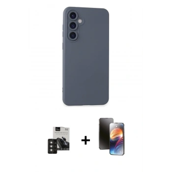 MARSİLYAN™- Galaxy S24 Kılıf Ahenk Serisi - Siyah 3D Antistatik Mat Seramik Nano Ekran Koruyucu + PVD Metal Kamera Lens - TNGI