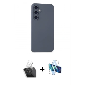 MARSİLYAN™- Galaxy S24 Kılıf Ahenk Serisi - Siyah 3D Antistatik Seramik Nano Ekran Koruyucu + Kamera Lens Koruma Cam - SF