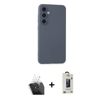 MARSİLYAN™- Galaxy S24 Kılıf Ahenk Serisi - Siyah Bilvis Hayalet Cam Ekran Koruyucu + Kamera Lens Koruma Cam - SF