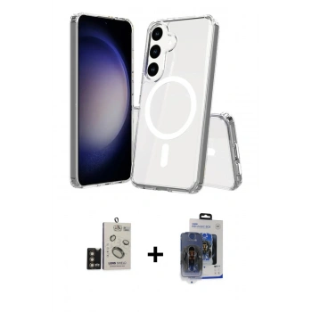 MARSİLYAN™- Galaxy S24 Kılıf Ahenk Yansıma Prime - Siyah Vanessa Magic Cam + Bilvis Titan Kamera Lens - GD