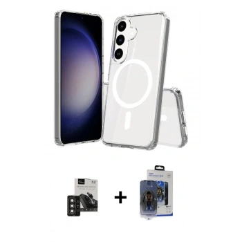 MARSİLYAN™- Galaxy S24 Kılıf Ahenk Yansıma Prime - Siyah Vanessa Magic Cam + PVD Metal Kamera Lens - DNMR