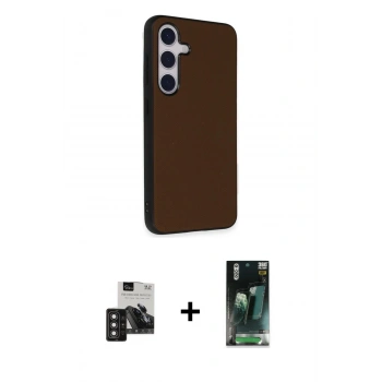MARSİLYAN™- Galaxy S24 Kılıf Akış Asil Koleksiyonu - Siyah 360 Mat Full Body Arka Koruyucu + PVD Metal Kamera Lens - DNMR