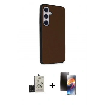 MARSİLYAN™- Galaxy S24 Kılıf Akış Asil Koleksiyonu - Siyah 3D Antistatik Mat Seramik Nano Ekran Koruyucu + Bilvis Titan Kamera Lens - SH