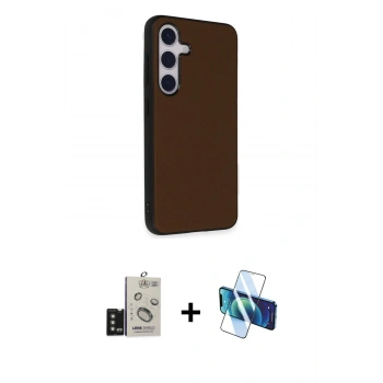 MARSİLYAN™- Galaxy S24 Kılıf Akış Asil Koleksiyonu - Siyah 3D Antistatik Seramik Nano Ekran Koruyucu + Bilvis Titan Kamera Lens - TMGI