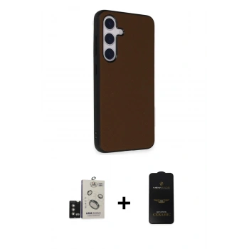 MARSİLYAN™- Galaxy S24 Kılıf Akış Asil Koleksiyonu - Siyah 6D Antistatik Mat Seramik Hayalet Nano Ekran Koruyucu + Bilvis Titan Kamera Lens - TMGI