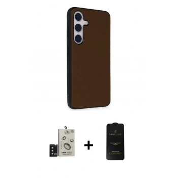 MARSİLYAN™- Galaxy S24 Kılıf Akış Asil Koleksiyonu - Siyah 6D Antistatik Mat Seramik Hayalet Nano Ekran Koruyucu + Bilvis Titan Kamera Lens - SH