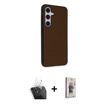 MARSİLYAN™- Galaxy S24 Kılıf Akış Asil Koleksiyonu - Siyah Bilvis 3D Cam Ekran Koruyucu + Kamera Lens Koruma Cam - SF