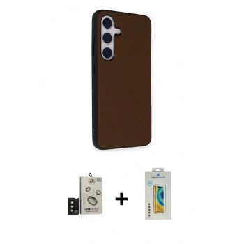 MARSİLYAN™- Galaxy S24 Kılıf Akış Asil Koleksiyonu - Siyah Polymer Nano Ekran Koruyucu + Bilvis Titan Kamera Lens - SH