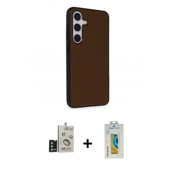 MARSİLYAN™- Galaxy S24 Kılıf Akış Asil Koleksiyonu - Siyah Polymer Nano Ekran Koruyucu + Bilvis Titan Kamera Lens - GD