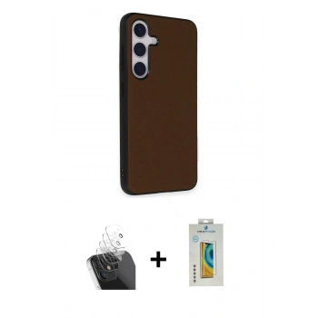 MARSİLYAN™- Galaxy S24 Kılıf Akış Asil Koleksiyonu - Siyah Polymer Nano Ekran Koruyucu + Kamera Lens Koruma Cam - SF