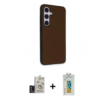 MARSİLYAN™- Galaxy S24 Kılıf Akış Asil Koleksiyonu - Siyah Polymer Nano Ekran Koruyucu + Bilvis Titan Kamera Lens - TMGI