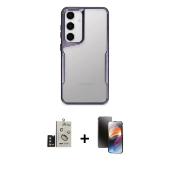 MARSİLYAN™- Galaxy S24 Kılıf Akış Çizgi Koleksiyonu - Siyah 3D Antistatik Mat Seramik Nano Ekran Koruyucu + Bilvis Titan Kamera Lens - GD