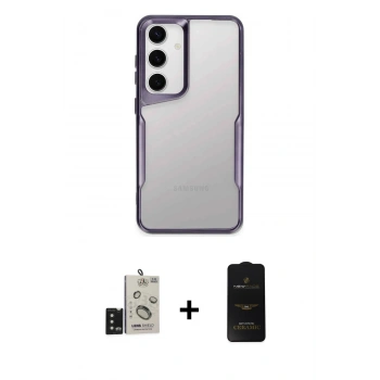 MARSİLYAN™- Galaxy S24 Kılıf Akış Çizgi Koleksiyonu - Siyah 6D Antistatik Mat Seramik Hayalet Nano Ekran Koruyucu + Bilvis Titan Kamera Lens - SH