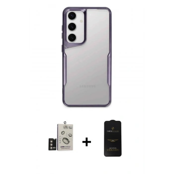 MARSİLYAN™- Galaxy S24 Kılıf Akış Çizgi Koleksiyonu - Siyah 6D Antistatik Mat Seramik Hayalet Nano Ekran Koruyucu + Bilvis Titan Kamera Lens - GD