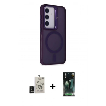 MARSİLYAN™- Galaxy S24 Kılıf Akış Form - Şeffaf 360 Full Body Arka Koruyucu + Bilvis Titan Kamera Lens - SH