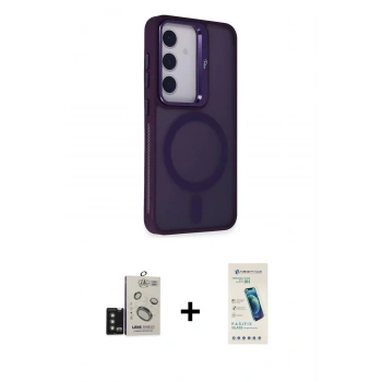 MARSİLYAN™- Galaxy S24 Kılıf Akış Form - Şeffaf Pasifik Cam Ekran Koruyucu + Bilvis Titan Kamera Lens - TMGI