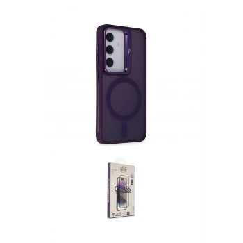 MARSİLYAN™- Galaxy S24 Kılıf Akış Form - Siyah Bilvis 3D Cam Ekran Koruyucu