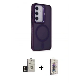 MARSİLYAN™- Galaxy S24 Kılıf Akış Form - Siyah Bilvis 3D Cam Ekran Koruyucu + Bilvis Titan Kamera Lens - GD